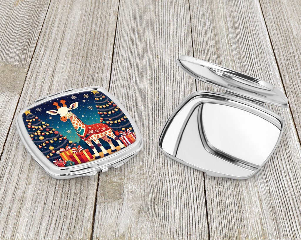 Giraffe Christmas Compact Mirror Decorative Travel Makeup Mirror for Women Girls Gifts Pocket Makeup Mirror Folding Handheld