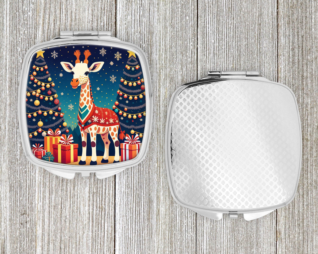 Giraffe Christmas Compact Mirror Decorative Travel Makeup Mirror for Women Girls Gifts Pocket Makeup Mirror Folding Handheld