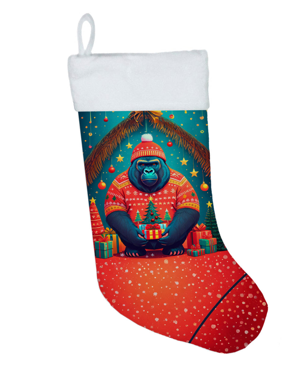 Gorilla Christmas Holiday Stocking Double-Sided Print, Polyester Suede,11x18, Made in USA