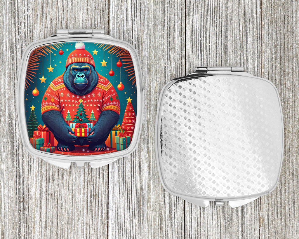 Gorilla Christmas Compact Mirror Decorative Travel Makeup Mirror for Women Girls Gifts Pocket Makeup Mirror Folding Handheld