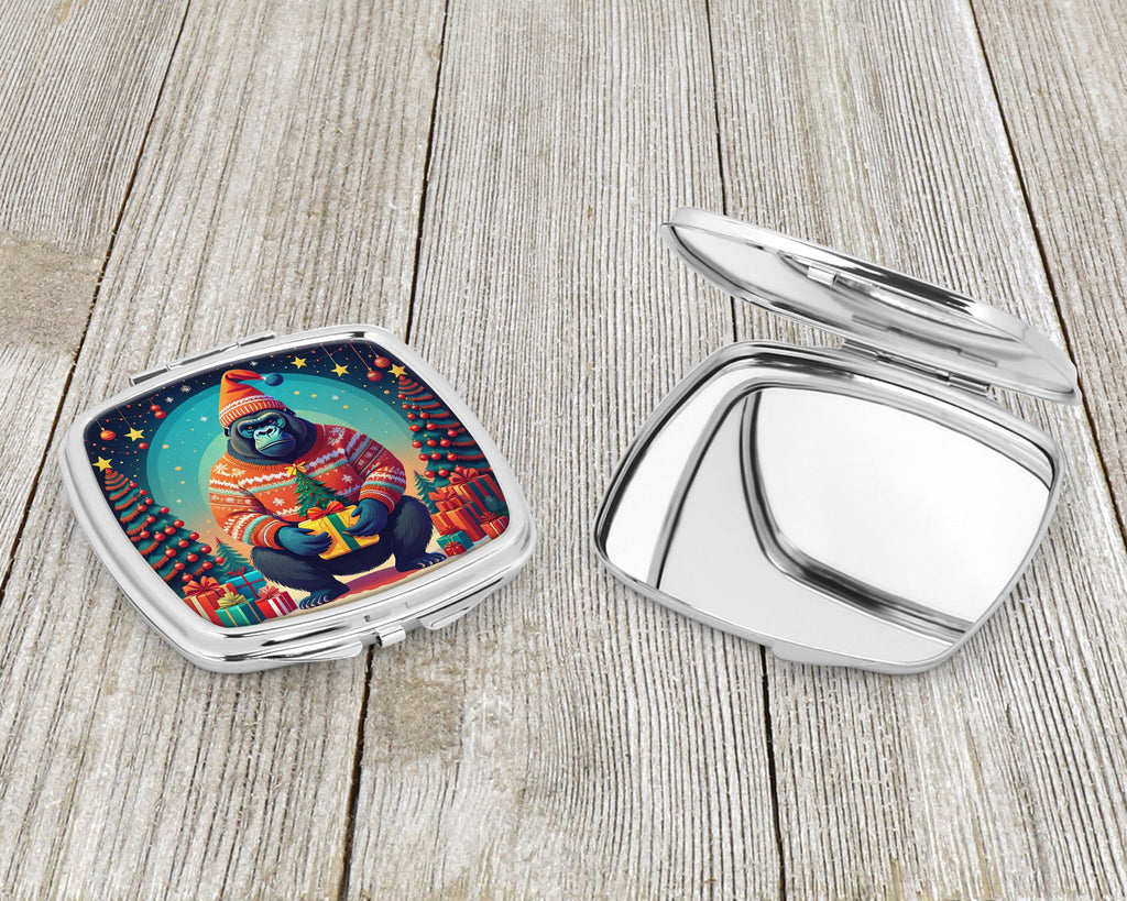 Gorilla Christmas Compact Mirror Decorative Travel Makeup Mirror for Women Girls Gifts Pocket Makeup Mirror Folding Handheld