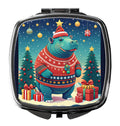 Hippopotamus Christmas Compact Mirror Decorative Travel Makeup Mirror for Women Girls Gifts Pocket Makeup Mirror Folding Handheld