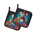 Koala Christmas Pot Holder Set of 2 Heat Resistant Quilted Hot Pads 7.5 x 7.5 Inch, Insulated Kitchen Trivets for Cooking & Baking