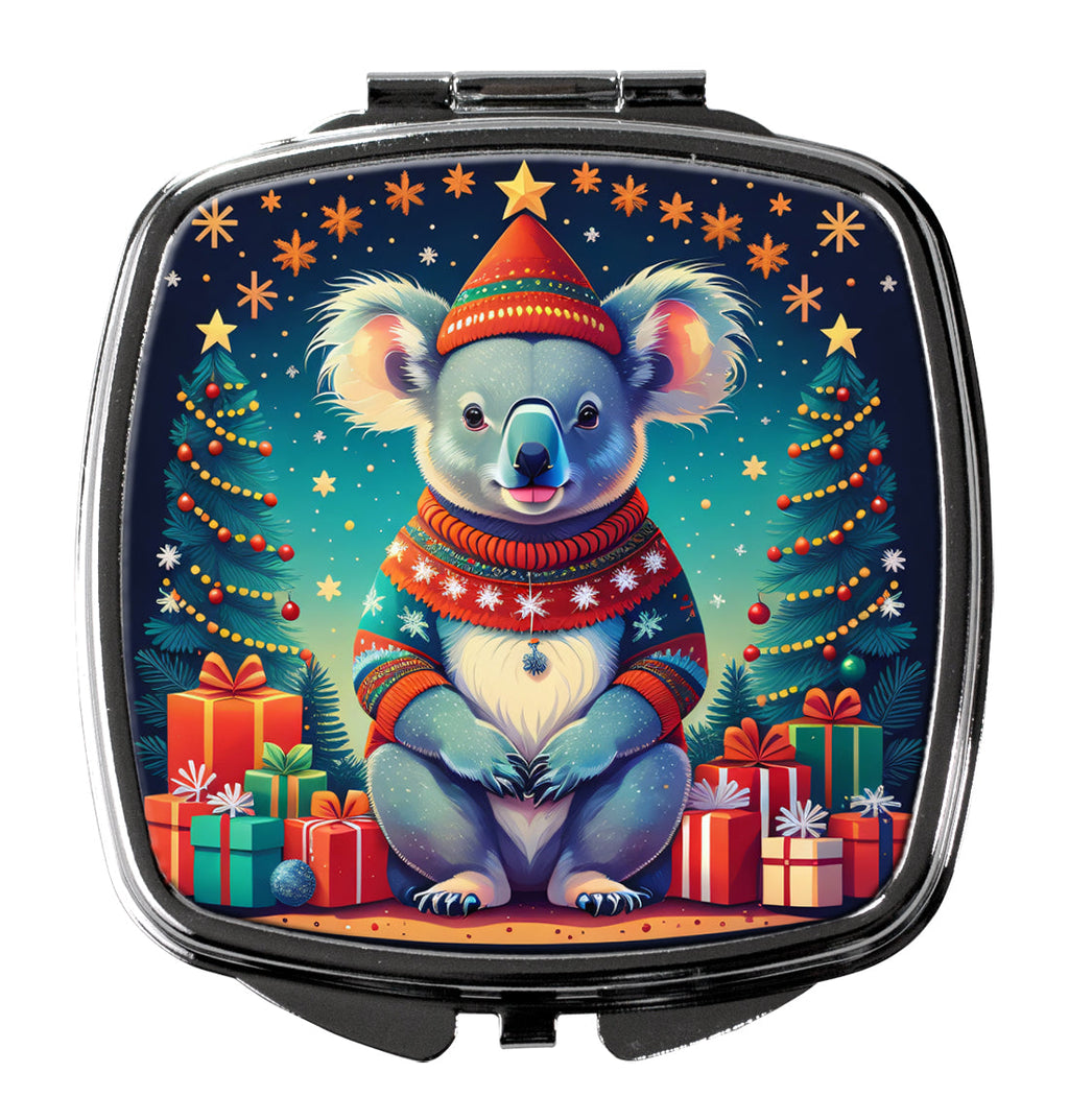 Koala Christmas Compact Mirror Decorative Travel Makeup Mirror for Women Girls Gifts Pocket Makeup Mirror Folding Handheld