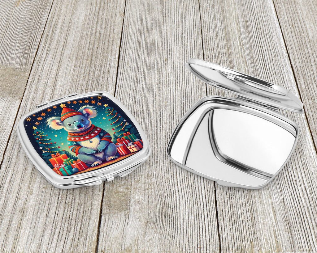 Koala Christmas Compact Mirror Decorative Travel Makeup Mirror for Women Girls Gifts Pocket Makeup Mirror Folding Handheld