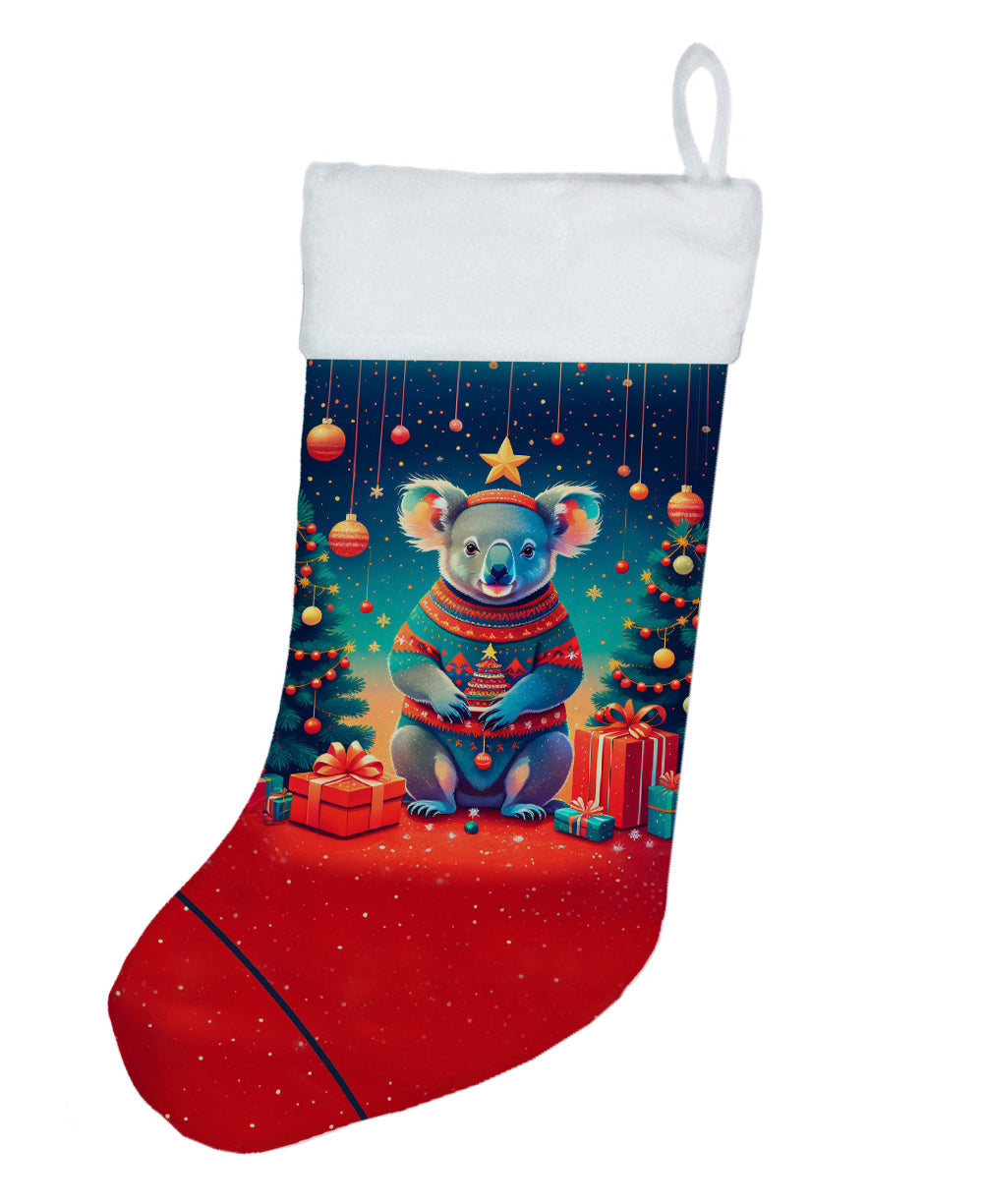 Koala Christmas Holiday Stocking Double-Sided Print, Polyester Suede,11x18, Made in USA