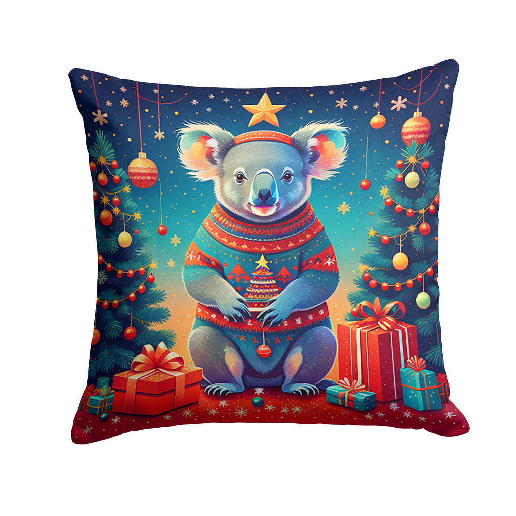 Koala Christmas Decorative Throw Pillow 18x18 Indoor Outdoor Accent Cushion, Fabric Cover with Insert for Sofa, Bed, Porch & Living Room