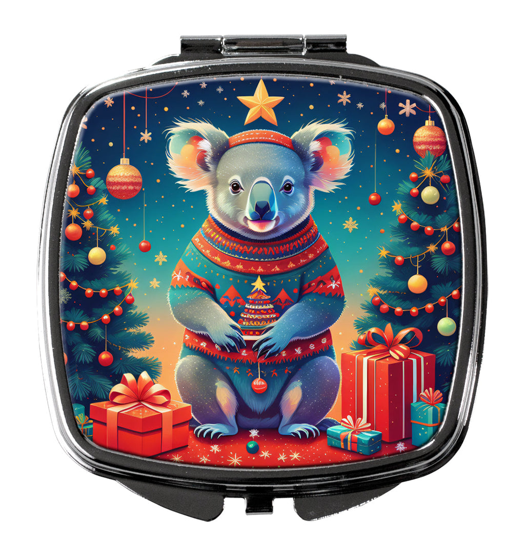 Koala Christmas Compact Mirror Decorative Travel Makeup Mirror for Women Girls Gifts Pocket Makeup Mirror Folding Handheld