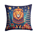 Lion Christmas Decorative Throw Pillow 14x14 Indoor Outdoor Accent Cushion, Fabric Cover with Insert for Sofa, Bed, Porch & Living Room
