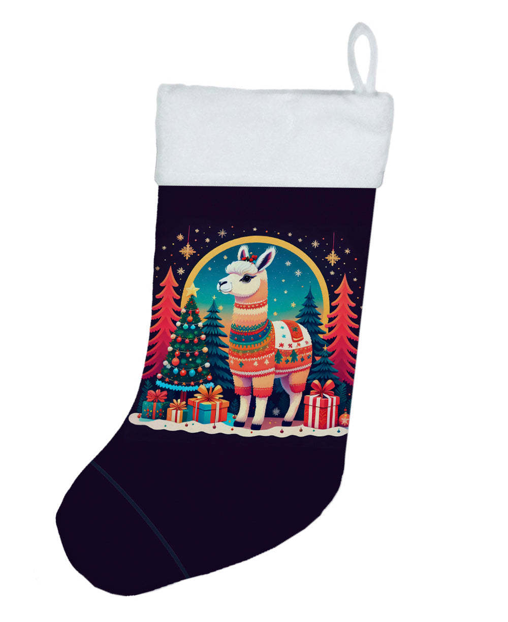 Llama Christmas Holiday Stocking Double-Sided Print, Polyester Suede,11x18, Made in USA