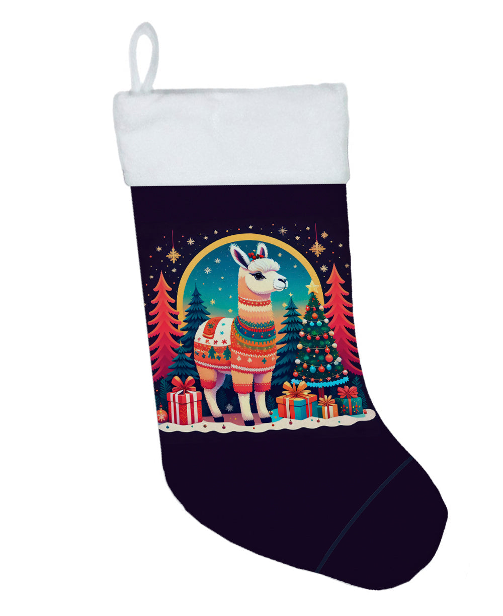 Llama Christmas Holiday Stocking Double-Sided Print, Polyester Suede,11x18, Made in USA