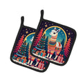Llama Christmas Pot Holder Set of 2 Heat Resistant Quilted Hot Pads 7.5 x 7.5 Inch, Insulated Kitchen Trivets for Cooking & Baking