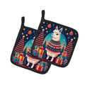 Llama Christmas Pot Holder Set of 2 Heat Resistant Quilted Hot Pads 7.5 x 7.5 Inch, Insulated Kitchen Trivets for Cooking & Baking