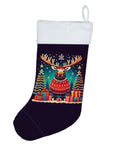 Moose Christmas Holiday Stocking Double-Sided Print, Polyester Suede,11x18, Made in USA