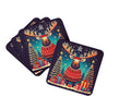 Moose Christmas Foam Coasters Set of 4 Cup Coasters for Indoor Outdoor, Tabletop Protection, Anti Slip, Mouse pad Material