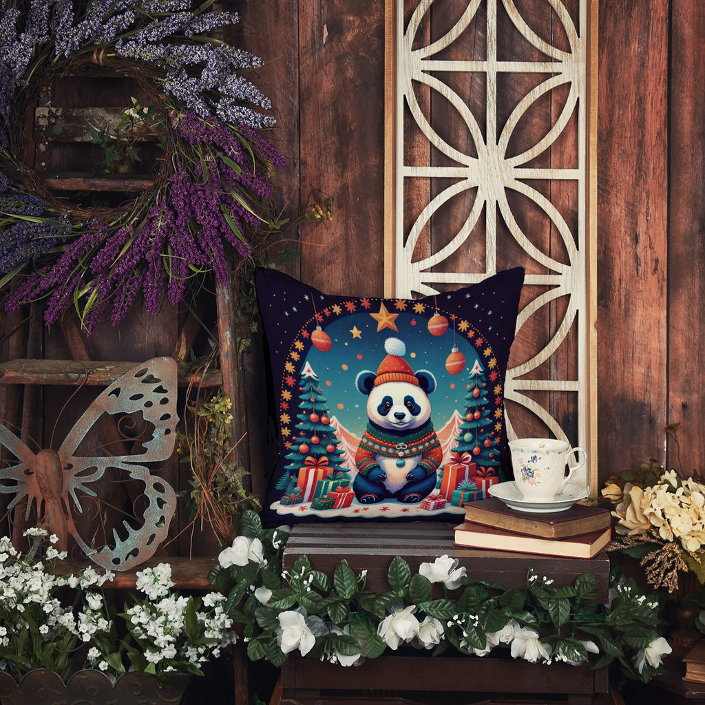 Panda Christmas Decorative Throw Pillow 18x18 Indoor Outdoor Accent Cushion, Fabric Cover with Insert for Sofa, Bed, Porch & Living Room
