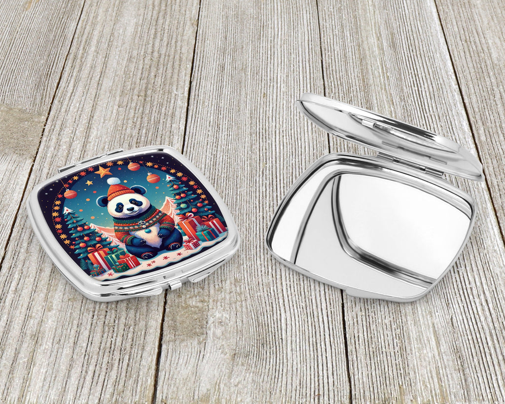 Panda Christmas Compact Mirror Decorative Travel Makeup Mirror for Women Girls Gifts Pocket Makeup Mirror Folding Handheld