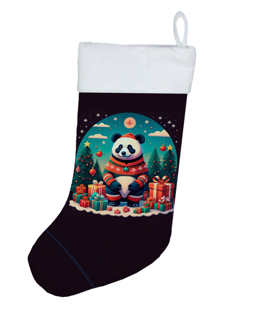 Panda Christmas Holiday Stocking Double-Sided Print, Polyester Suede,11x18, Made in USA