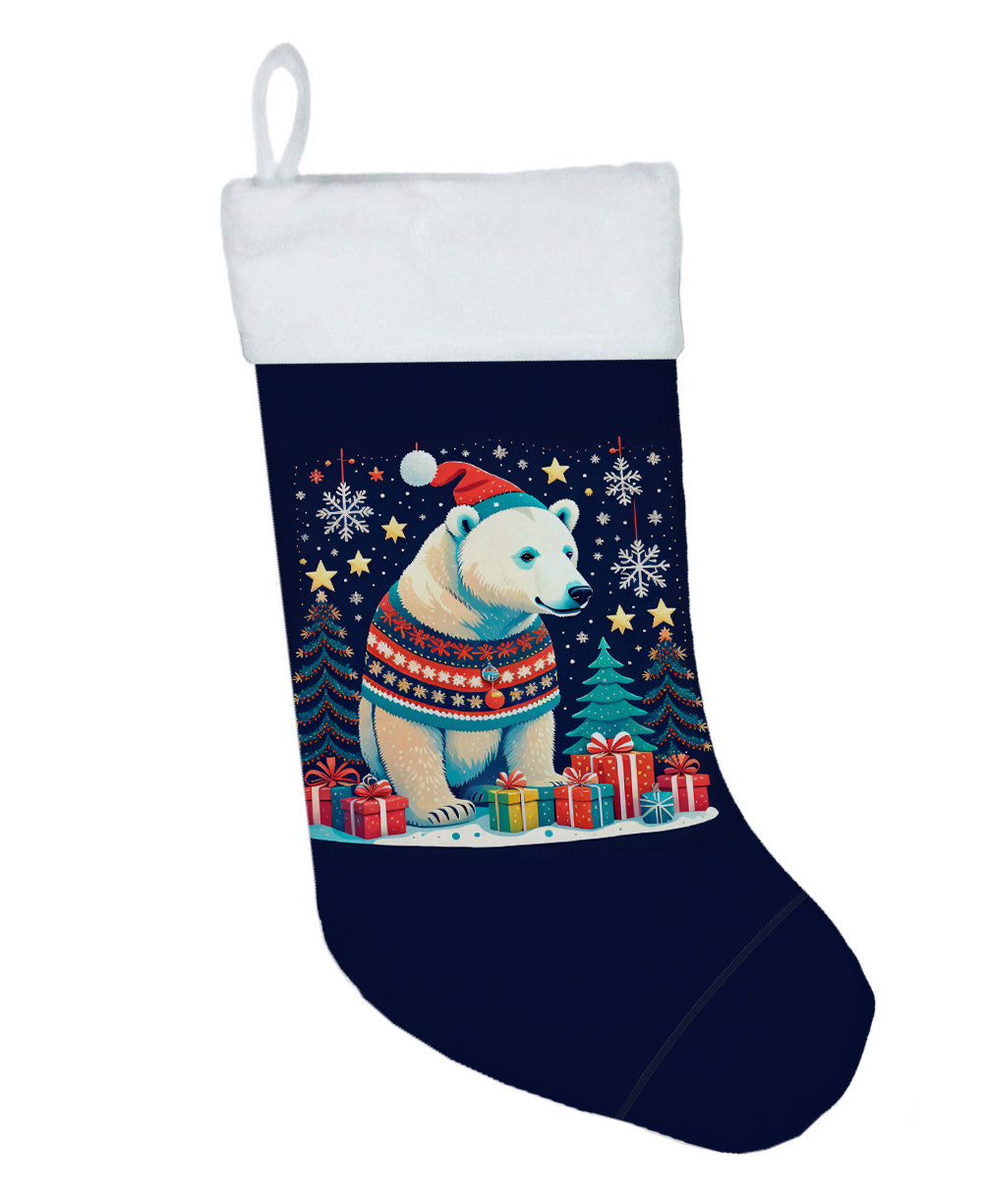 Polar Bear Christmas Holiday Stocking Double-Sided Print, Polyester Suede,11x18, Made in USA