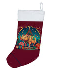 Rhinoceros Christmas Holiday Stocking Double-Sided Print, Polyester Suede,11x18, Made in USA