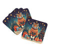 Tiger Christmas Foam Coasters Set of 4 Cup Coasters for Indoor Outdoor, Tabletop Protection, Anti Slip, Mouse pad Material
