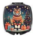 Tiger Christmas Compact Mirror Decorative Travel Makeup Mirror for Women Girls Gifts Pocket Makeup Mirror Folding Handheld