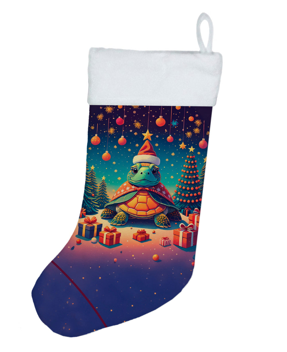 Turtle Christmas Holiday Stocking Double-Sided Print, Polyester Suede,11x18, Made in USA