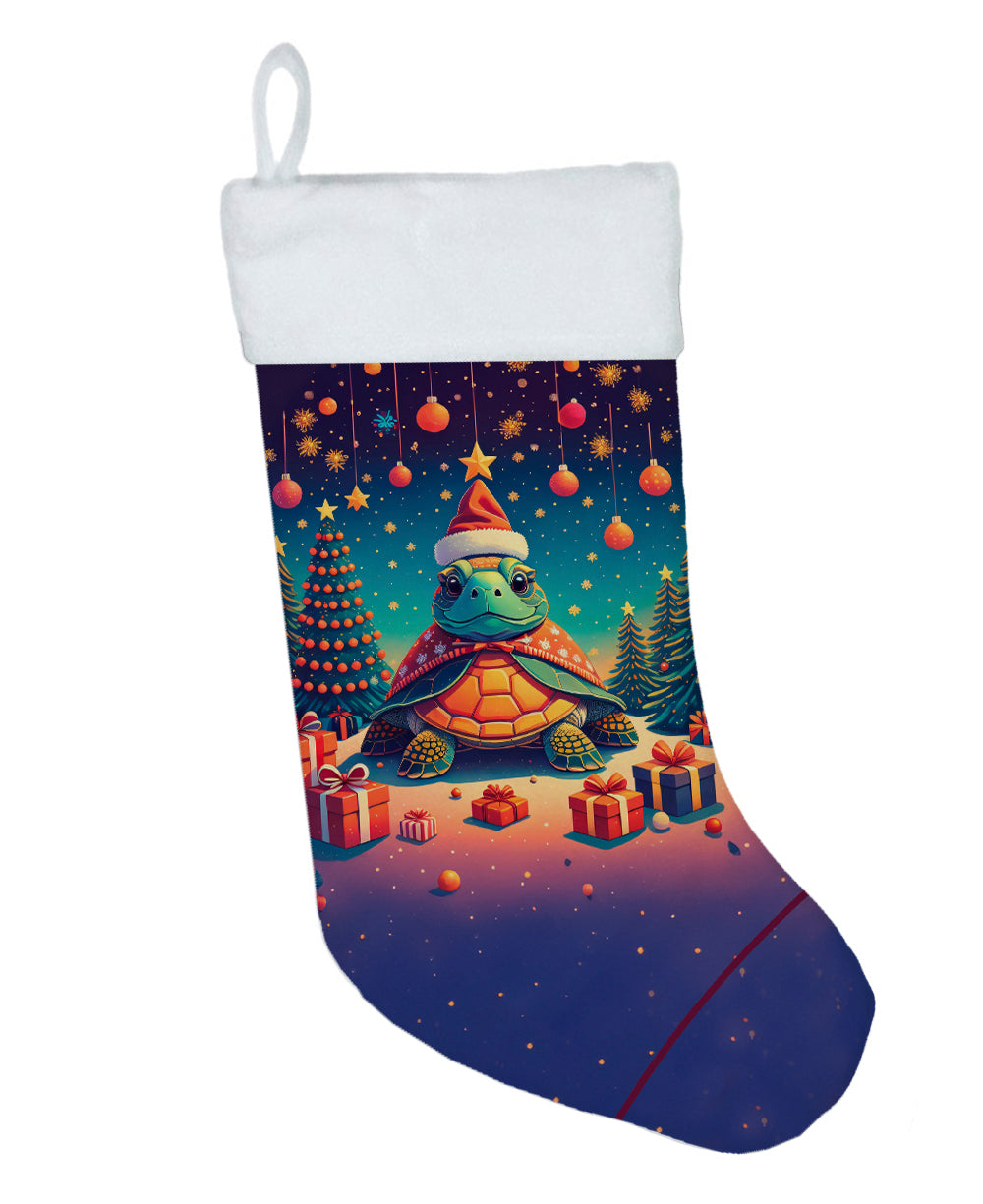 Turtle Christmas Holiday Stocking Double-Sided Print, Polyester Suede,11x18, Made in USA