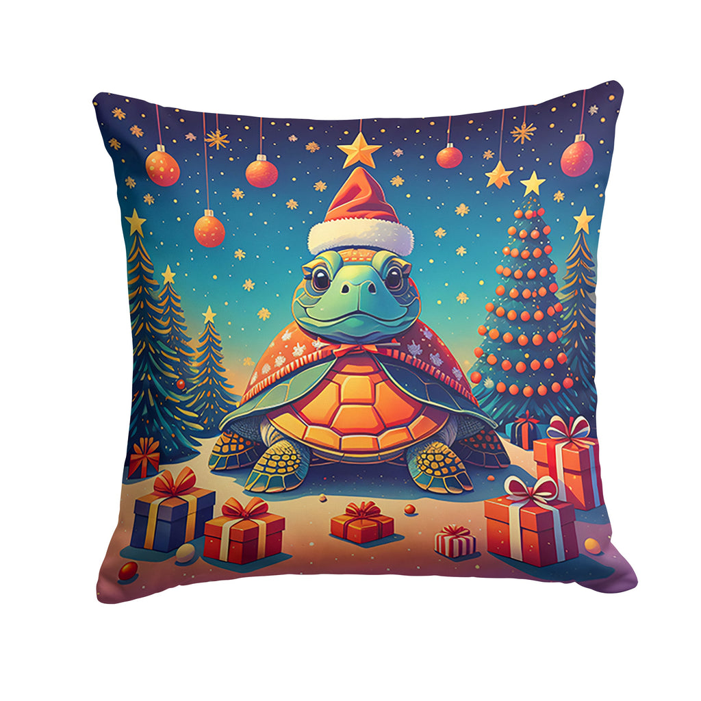 Turtle Christmas Decorative Throw Pillow 18x18 Indoor Outdoor Accent Cushion, Fabric Cover with Insert for Sofa, Bed, Porch & Living Room