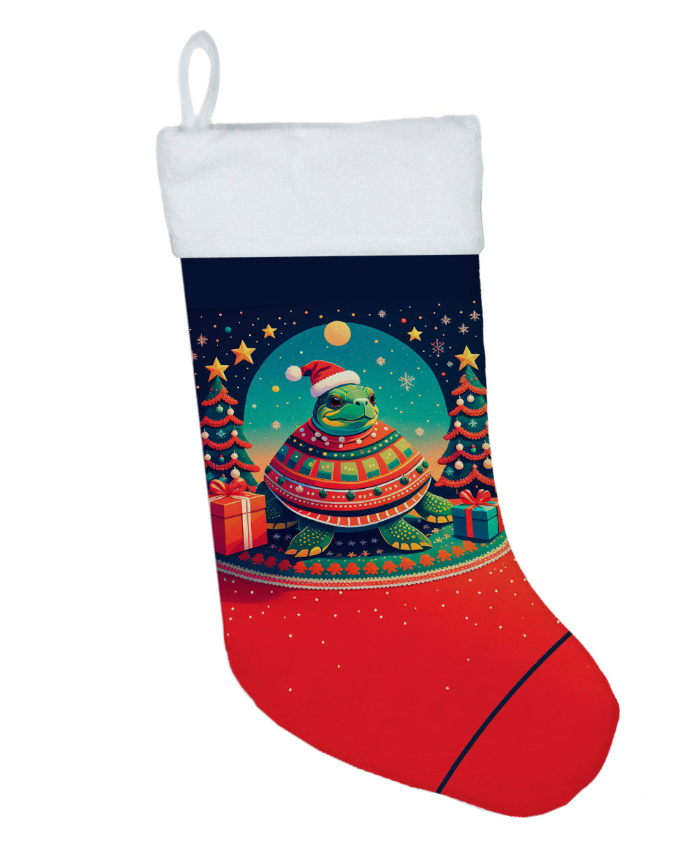 Turtle Christmas Holiday Stocking Double-Sided Print, Polyester Suede,11x18, Made in USA