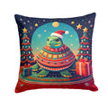 Turtle Christmas Decorative Throw Pillow 14x14 Indoor Outdoor Accent Cushion, Fabric Cover with Insert for Sofa, Bed, Porch & Living Room