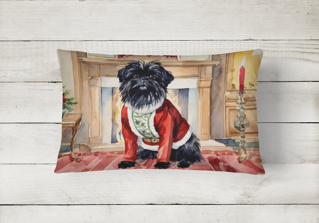 Affenpinscher Christmas Decorative Throw Pillow 12x16 Indoor Outdoor Accent Cushion, Fabric Cover with Insert for Sofa, Bed, Porch & Living Room