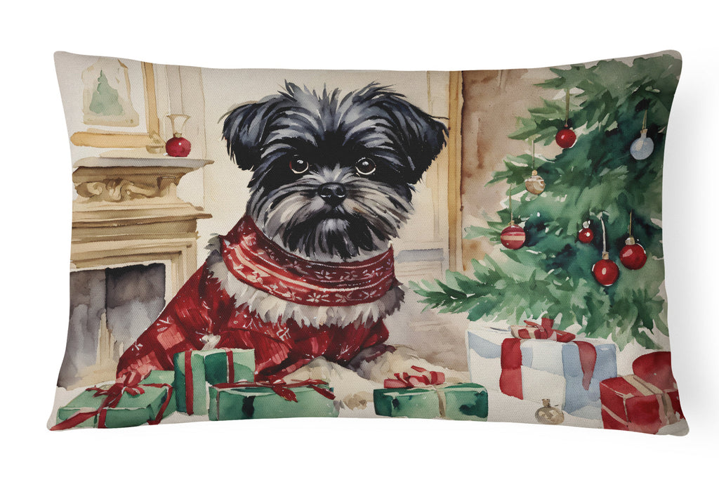Affenpinscher Christmas Decorative Throw Pillow 12x16 Indoor Outdoor Accent Cushion, Fabric Cover with Insert for Sofa, Bed, Porch & Living Room