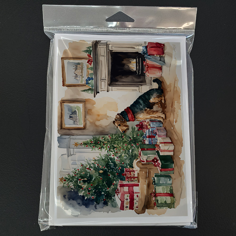 Airedale Terrier Christmas Greeting Cards Pack of 8 Blank Cards with Envelopes Whimsical A7 Size 5x7