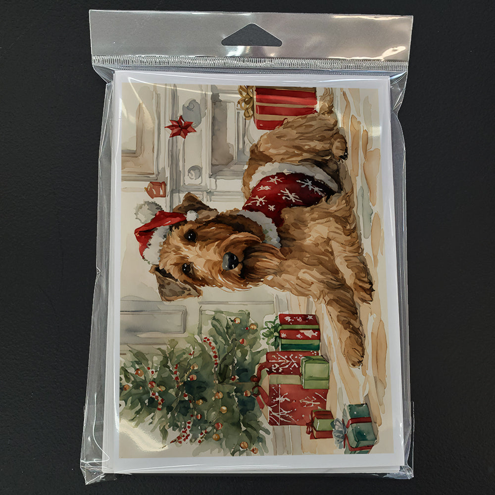 Airedale Terrier Christmas Greeting Cards Pack of 8 Blank Cards with Envelopes Whimsical A7 Size 5x7