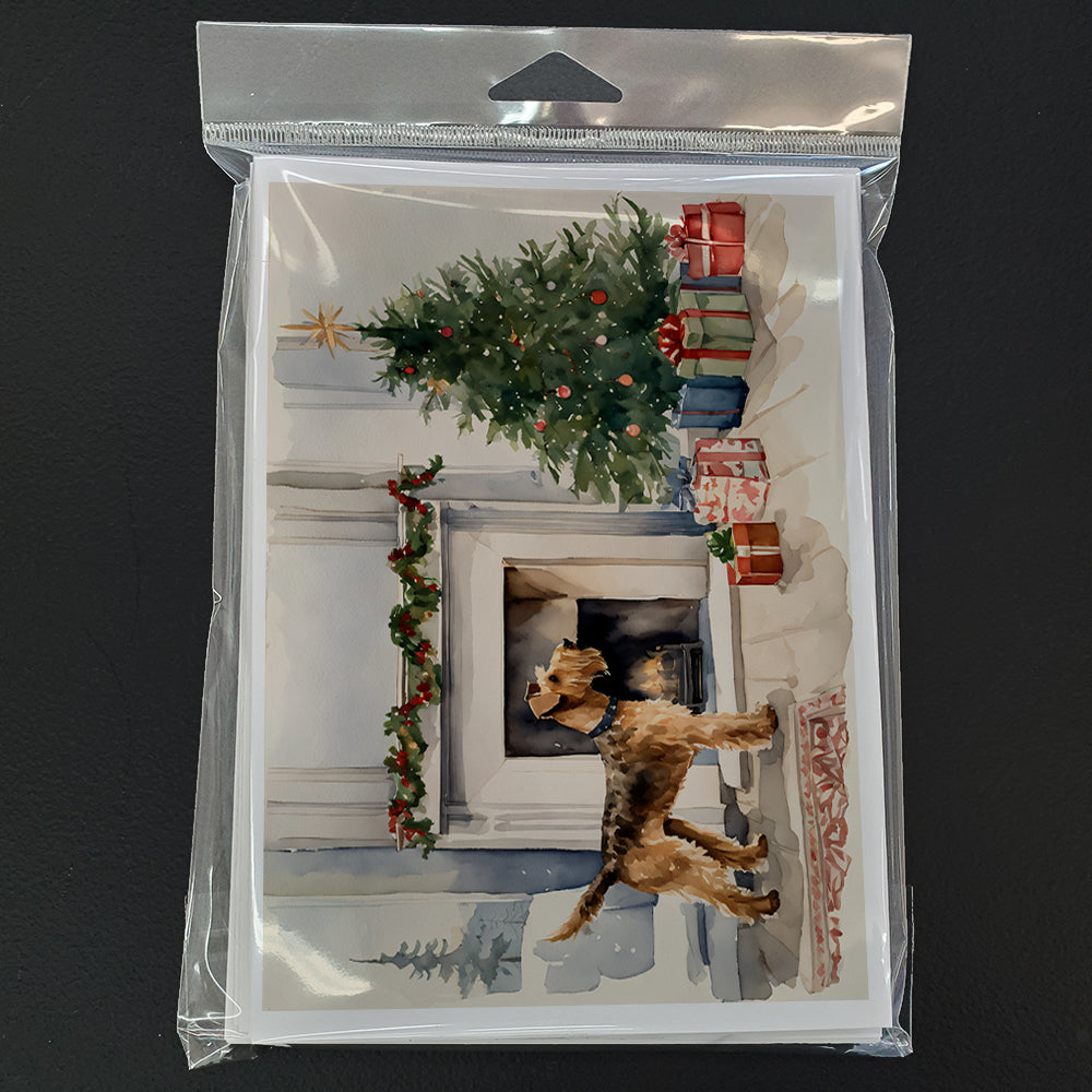 Airedale Terrier Christmas Greeting Cards Pack of 8 Blank Cards with Envelopes Whimsical A7 Size 5x7