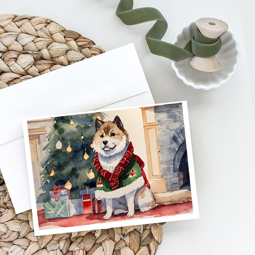 Akita Christmas Greeting Cards Pack of 8 Blank Cards with Envelopes Whimsical A7 Size 5x7