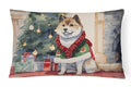 Akita Christmas Decorative Throw Pillow 12x16 Indoor Outdoor Accent Cushion, Fabric Cover with Insert for Sofa, Bed, Porch & Living Room