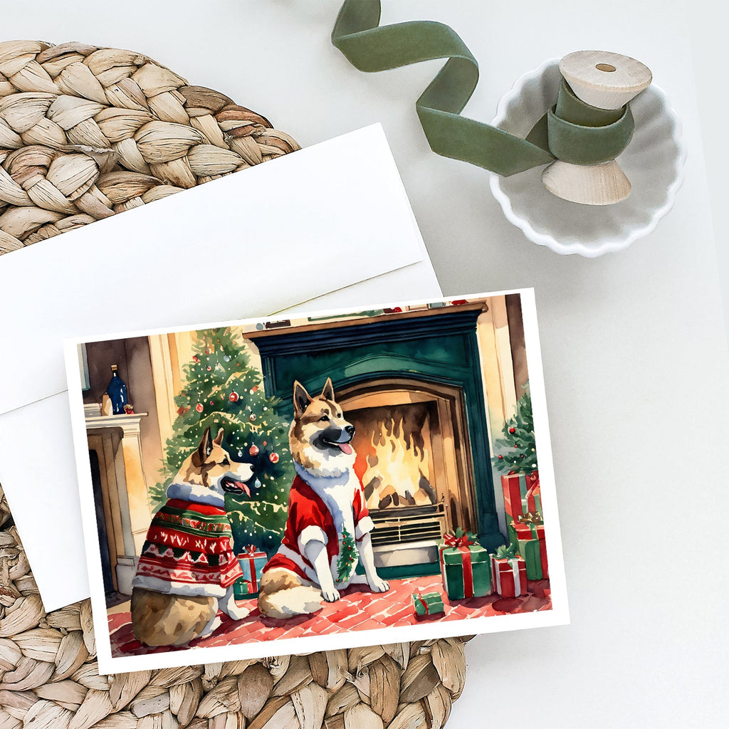 Akita Christmas Greeting Cards Pack of 8 Blank Cards with Envelopes Whimsical A7 Size 5x7
