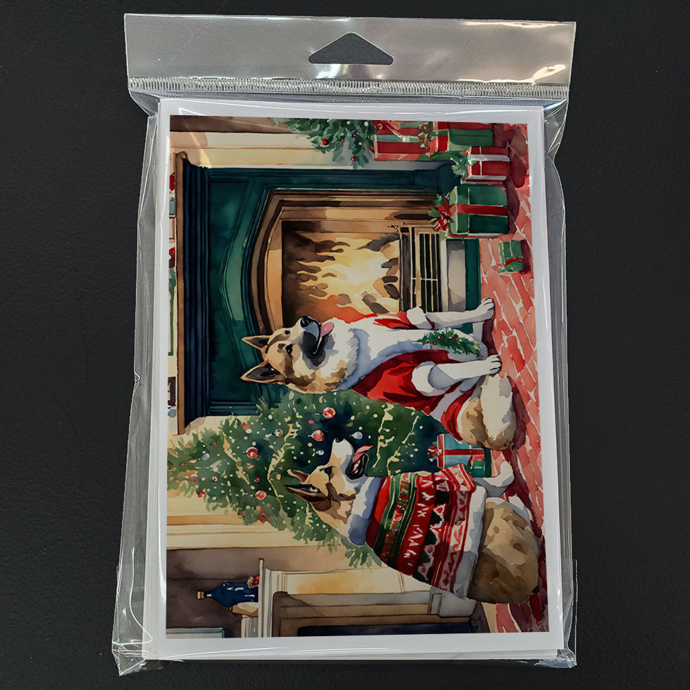 Akita Christmas Greeting Cards Pack of 8 Blank Cards with Envelopes Whimsical A7 Size 5x7