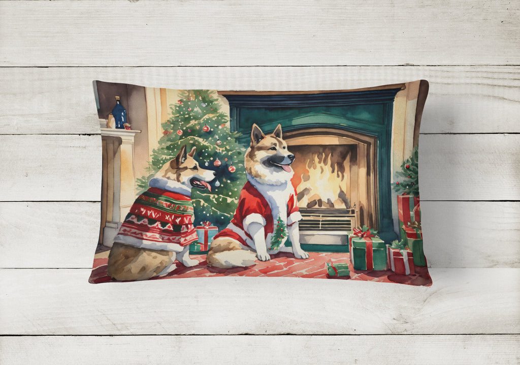 Akita Christmas Decorative Throw Pillow 12x16 Indoor Outdoor Accent Cushion, Fabric Cover with Insert for Sofa, Bed, Porch & Living Room