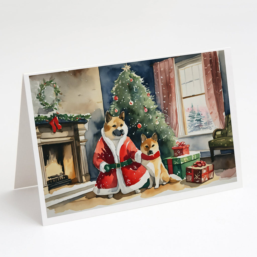 Akita Christmas Greeting Cards Pack of 8 Blank Cards with Envelopes Whimsical A7 Size 5x7