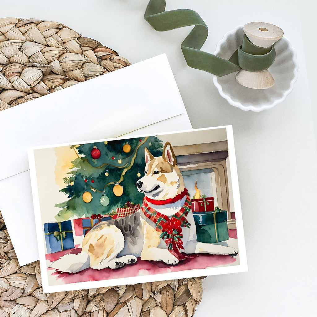 Akita Christmas Greeting Cards Pack of 8 Blank Cards with Envelopes Whimsical A7 Size 5x7