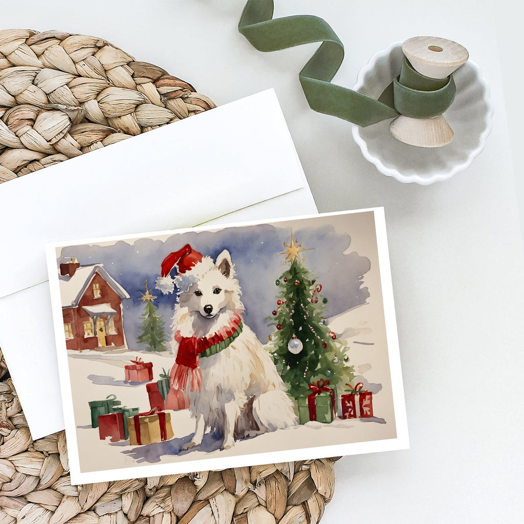 American Eskimo Christmas Greeting Cards Pack of 8 Blank Cards with Envelopes Whimsical A7 Size 5x7