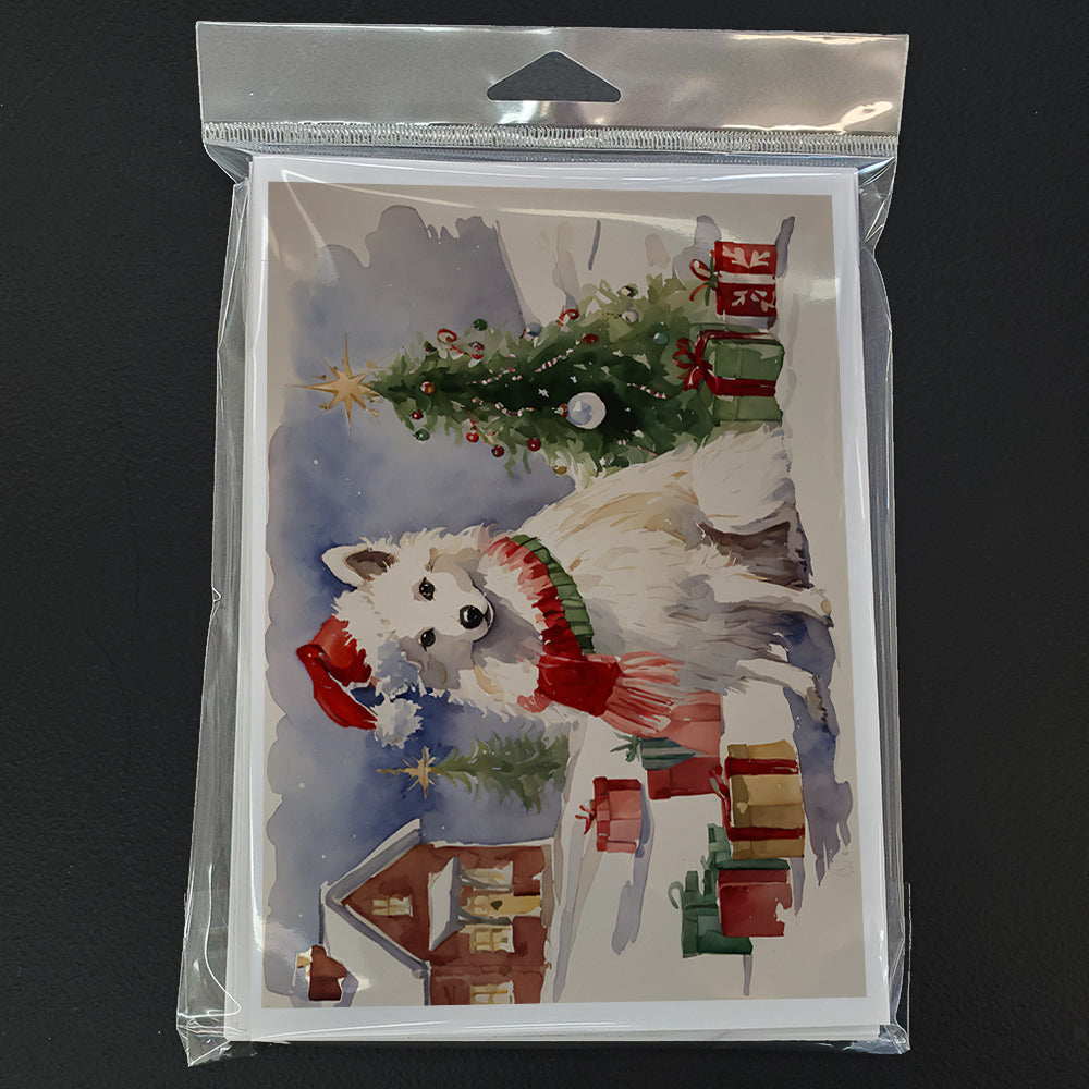 American Eskimo Christmas Greeting Cards Pack of 8 Blank Cards with Envelopes Whimsical A7 Size 5x7