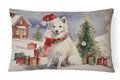 American Eskimo Christmas Decorative Throw Pillow 12x16 Indoor Outdoor Accent Cushion, Fabric Cover with Insert for Sofa, Bed, Porch & Living Room