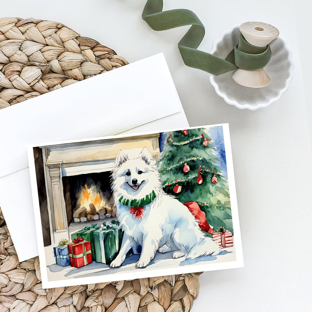 American Eskimo Christmas Greeting Cards Pack of 8 Blank Cards with Envelopes Whimsical A7 Size 5x7