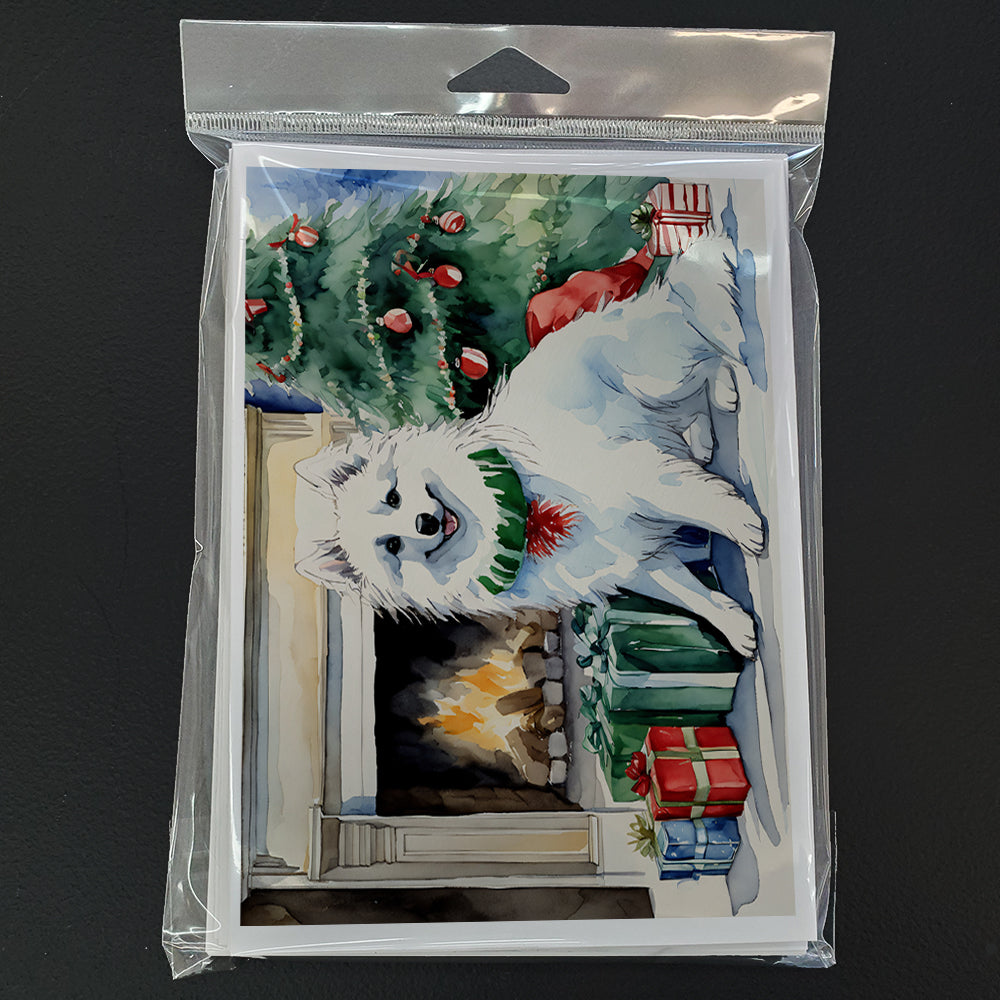 American Eskimo Christmas Greeting Cards Pack of 8 Blank Cards with Envelopes Whimsical A7 Size 5x7