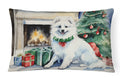 American Eskimo Christmas Decorative Throw Pillow 12x16 Indoor Outdoor Accent Cushion, Fabric Cover with Insert for Sofa, Bed, Porch & Living Room