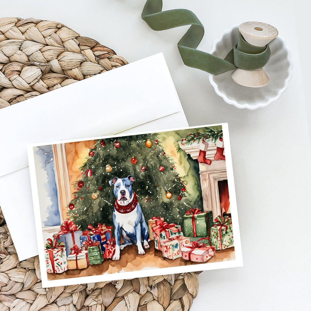 Pit Bull Terrier Christmas Greeting Cards Pack of 8 Blank Cards with Envelopes Whimsical A7 Size 5x7